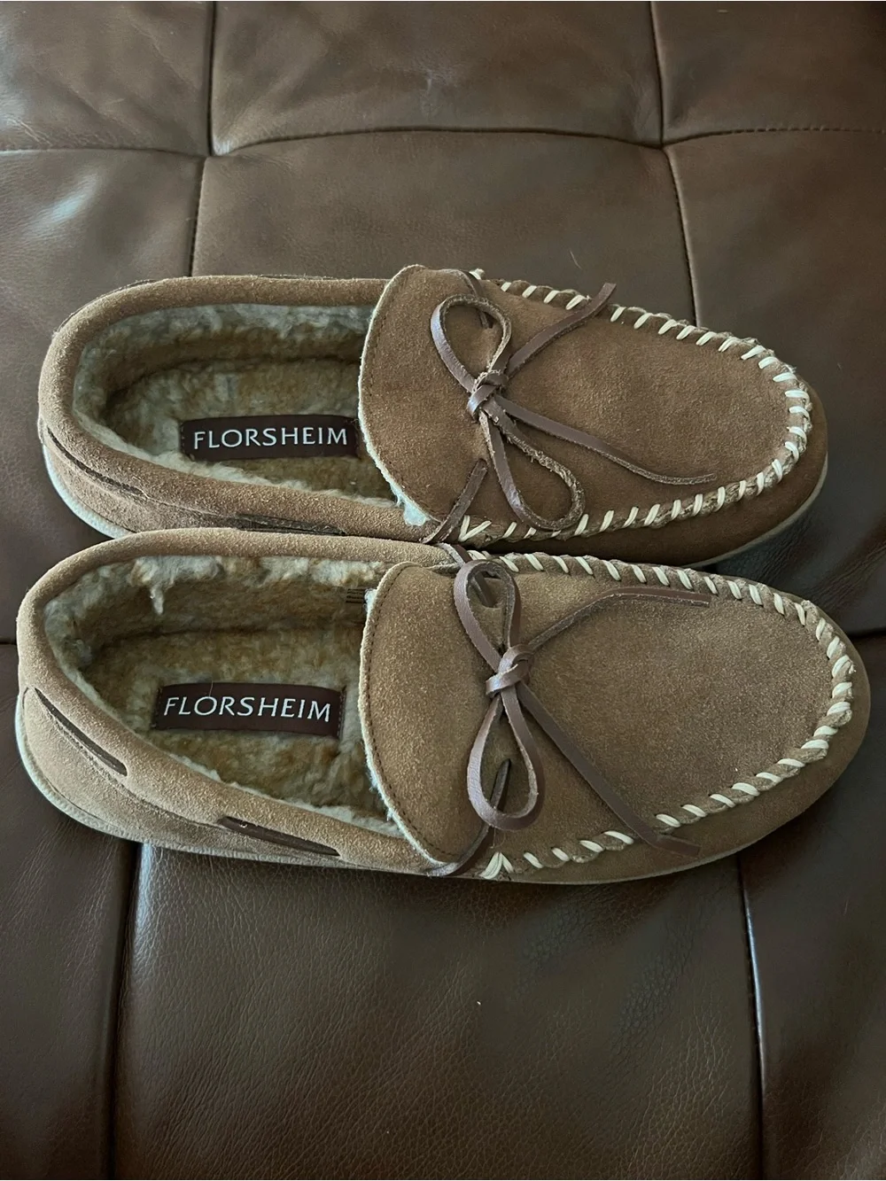 Florsheim Brown Suede Moccasin Slip-On Slippers